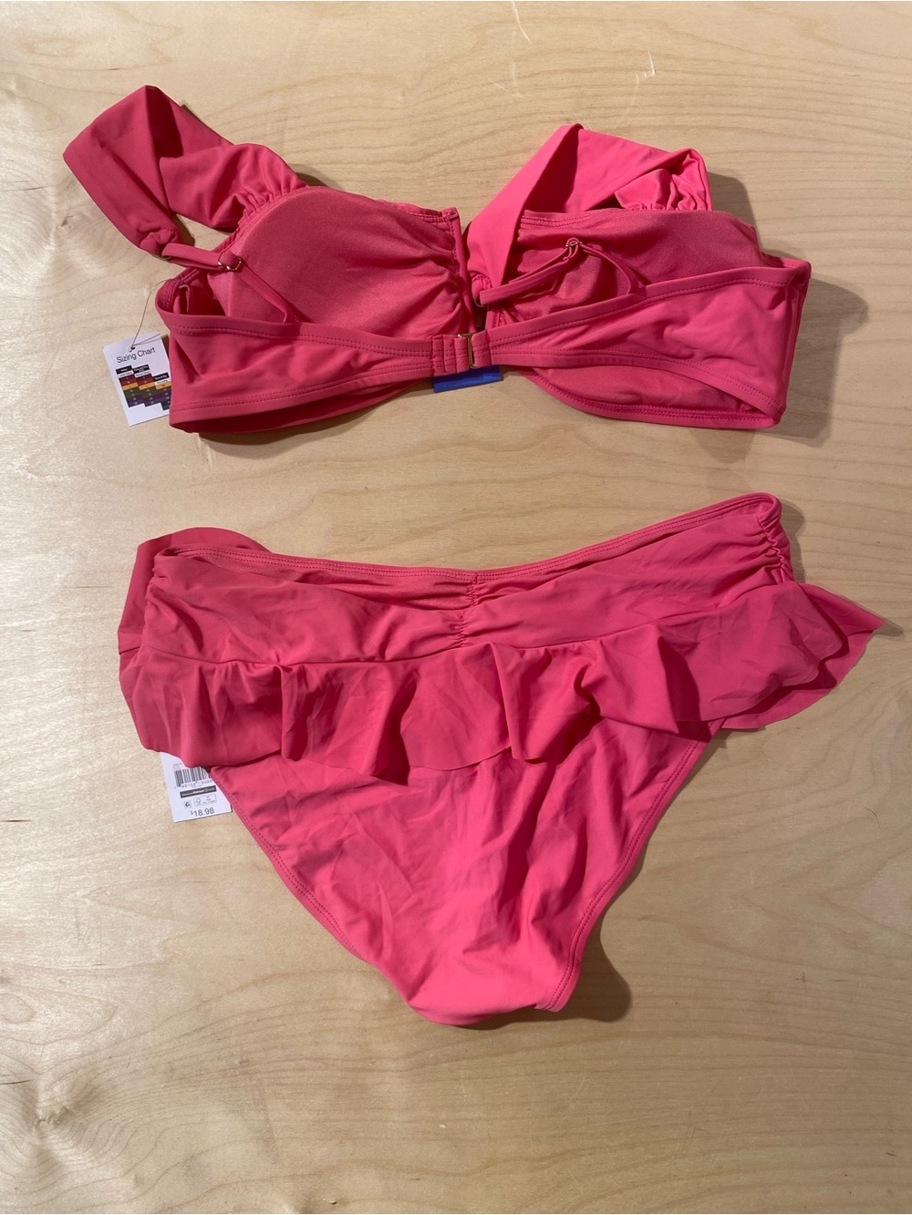 Time and Tru Hot Pink Ruffle Bikini Set XL (16-18) (RF) - Picture 6 of 7
